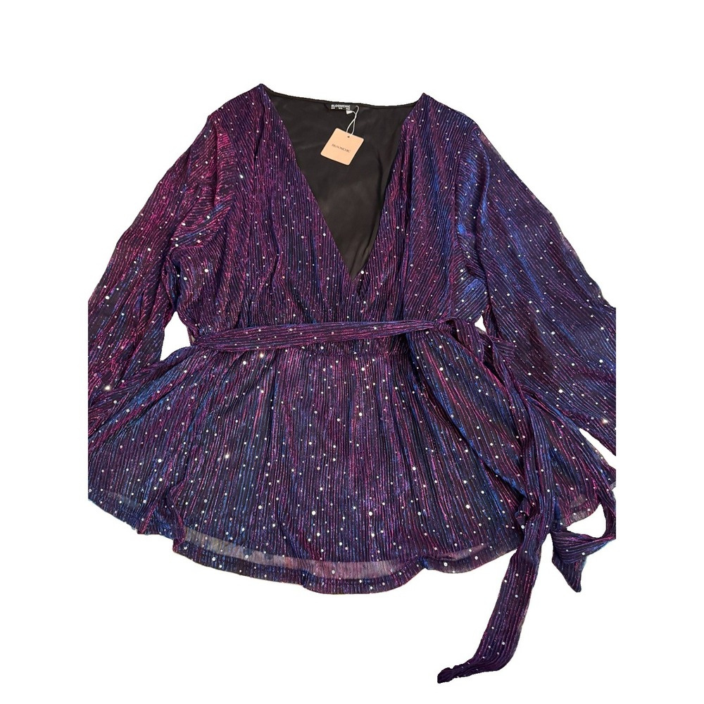 BloomChic Iridescent Sparkle Blouse Top 30 6X Sequins Flowy Tunic Holiday Party